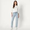 imageAmazon Essentials Womens HighRise Straight Leg JeanIced Light Wash