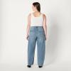 imageAmazon Essentials Womens Low Stretch HighRise Barrel Leg JeanAuthentic Medium Wash