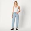 imageAmazon Essentials Womens Low Stretch HighRise Barrel Leg JeanIced Light Wash