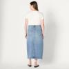 imageAmazon Essentials Womens Low Stretch RegularFit HighRise Long Jean SkirtAuthentic Medium Wash