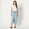 imageAmazon Essentials Womens Low Stretch RegularFit HighRise Long Jean SkirtIced Light Wash