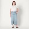 imageAmazon Essentials Womens Low Stretch RegularFit HighRise Long Jean SkirtIced Light Wash