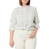 imageAmazon Essentials Womens RegularFit LongSleeve ButtonDown Poplin ShirtBlack White Dots