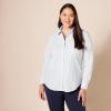 imageAmazon Essentials Womens RegularFit LongSleeve ButtonDown Poplin ShirtFrench Blue White Stripe