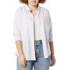 imageAmazon Essentials Womens RegularFit LongSleeve ButtonDown Poplin ShirtLilac White Variegated Stripe