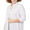 imageAmazon Essentials Womens RegularFit LongSleeve ButtonDown Poplin ShirtLilac White Variegated Stripe