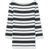 imageAmazon Essentials Womens SlimFit 34 Sleeve Boat Neck TShirtBlack White Placed Stripe