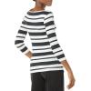 imageAmazon Essentials Womens SlimFit 34 Sleeve Boat Neck TShirtBlack White Placed Stripe