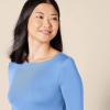 imageAmazon Essentials Womens SlimFit 34 Sleeve Boat Neck TShirtBlue
