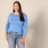 imageAmazon Essentials Womens SlimFit 34 Sleeve Boat Neck TShirtBlue
