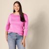 imageAmazon Essentials Womens SlimFit 34 Sleeve Boat Neck TShirtBright Pink