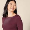imageAmazon Essentials Womens SlimFit 34 Sleeve Boat Neck TShirtBurgundy