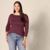 imageAmazon Essentials Womens SlimFit 34 Sleeve Boat Neck TShirtBurgundy