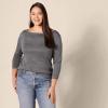 imageAmazon Essentials Womens SlimFit 34 Sleeve Boat Neck TShirtCharcoal Heather