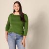 imageAmazon Essentials Womens SlimFit 34 Sleeve Boat Neck TShirtGreen