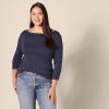 imageAmazon Essentials Womens SlimFit 34 Sleeve Boat Neck TShirtNavy
