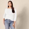 imageAmazon Essentials Womens SlimFit 34 Sleeve Boat Neck TShirtWhite