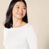 imageAmazon Essentials Womens SlimFit 34 Sleeve Boat Neck TShirtWhite