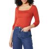 imageAmazon Essentials Womens SlimFit Long Sleeve Square Neck TShirtBrick Red