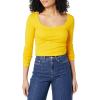 imageAmazon Essentials Womens SlimFit Long Sleeve Square Neck TShirtGolden Yellow