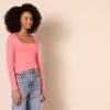 imageAmazon Essentials Womens SlimFit Long Sleeve Square Neck TShirtHot Pink