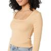 imageAmazon Essentials Womens SlimFit Long Sleeve Square Neck TShirtLight Camel