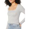 imageAmazon Essentials Womens SlimFit Long Sleeve Square Neck TShirtLight Grey Heather