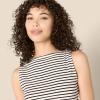 imageAmazon Essentials Womens SlimFit Rib Knit Boatneck Layering TankEggshell White Black French Stripe