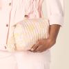 imageAmazon Essentials x Sofia Grainge Womens Quilted Makeup Toiletry BagShell Pink Ornate Paisley