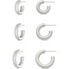 imageAmazon Essentials 14K Gold or Sterling Silver Plated Thick Tube Hoop SetSilver
