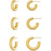 imageAmazon Essentials 14K Gold or Sterling Silver Plated Thick Tube Hoop SetYellow Gold
