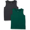 imageAmazon Essentials Boys Tech Stretch Tank Top Pack of 2Dark GreenHeather Graphite