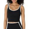 imageAmazon Essentials Womens Active FormFlex Buttery Soft Light Support Crop Tank with Bra and Contrast TrimBlackWhite
