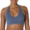 imageAmazon Essentials Womens Active FormFlex Buttery Soft Light Support Halter VNeck Sports BraSlate Grey