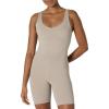 imageAmazon Essentials Womens Active Formflex Buttery Soft One Piece Shorts Romper Jumpsuit with BuiltIn BraTaupe
