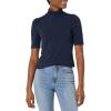 imageAmazon Essentials Womens Cotton Modal Draped Puff Sleeve TurtleneckNavy
