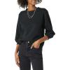 imageAmazon Essentials Womens French Terry Fleece Crewneck Sweatshirt with Sleeve DetailBlack