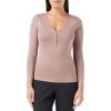 imageAmazon Essentials Womens Ribbed Knit Long Sleeve Henley Slim Fit TShirtDark Taupe
