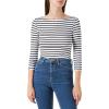 imageAmazon Essentials Womens SlimFit 34 Sleeve Boat Neck TShirtWhite Stripe