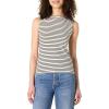 imageAmazon Essentials Womens SlimFit Rib Knit Boatneck Layering TankEggshell White Black French Stripe