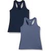 imageAmazon Essentials Womens Tech Stretch Racerback Tank Top Pack of 2NavySlate Grey