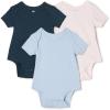 imageAmazon Essentials x Sofia Grainge Unisex Babies Short Sleeve Crewneck Bodysuit Pack of 3Dark NavyIvoryLight Blue