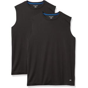 imageAmazon Essentials Mens Active Performance Tech Muscle Tank Pack of 2Black