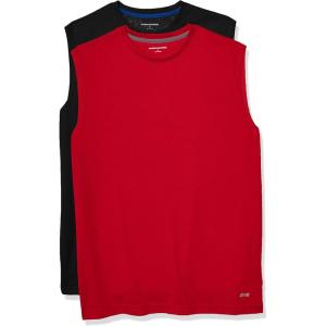 imageAmazon Essentials Mens Active Performance Tech Muscle Tank Pack of 2BlackRed