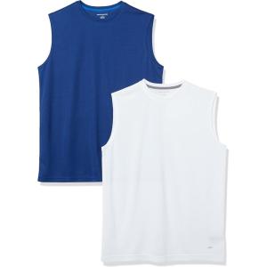 imageAmazon Essentials Mens Active Performance Tech Muscle Tank Pack of 2NavyWhite