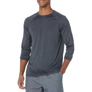 imageAmazon Essentials Mens Active Quick Dry Tech Stretch Lightweight LongSleeve TShirt Available in BigampampTallCharcoal Space Dye