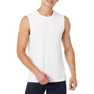 imageAmazon Essentials Mens Active Quick Dry Tech Stretch Lightweight Sleeveless Muscle ShirtWhite