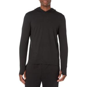 imageAmazon Essentials Mens Active Quick Dry Tech Stretch LongSleeve Hooded Pullover TShirtBlack
