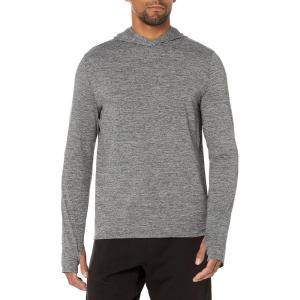 imageAmazon Essentials Mens Active Quick Dry Tech Stretch LongSleeve Hooded Pullover TShirtGrey Space Dye