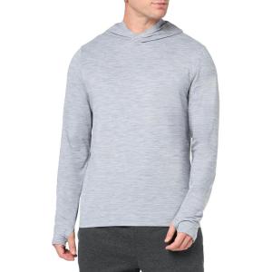 imageAmazon Essentials Mens Active Quick Dry Tech Stretch LongSleeve Hooded Pullover TShirtLight Grey Space Dye